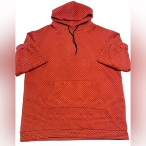 Womens Textured Hoodie Pullover Sweatshirt Rust Orange Size 5x Fits 3x Oversized